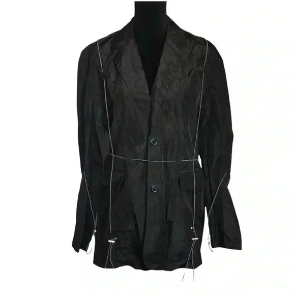 ASOS Jackets & Blazers - ASOS Collusion Women's Button Down Nylon Jacket in Black Drawstrings Sz 4